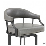 Edwin Swivel 30" Mineral Finish and Grey Faux Leather Bar Stool