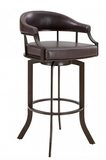 Edwin Swivel 30" Auburn Bay and Brown Faux Leather Bar Stool