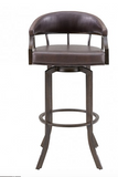 Edwin Swivel 30" Auburn Bay and Brown Faux Leather Bar Stool