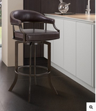 Edwin Swivel 30" Auburn Bay and Brown Faux Leather Bar Stool