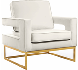 Helena Velvet Modern Accent Chair Cream