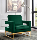 Helena Velvet Modern Accent Chair Green