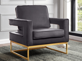 Helena Velvet Modern Accent Chair Grey