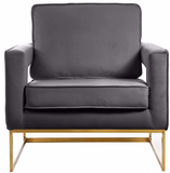 Helena Velvet Modern Accent Chair Grey