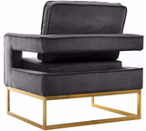 Helena Velvet Modern Accent Chair Grey