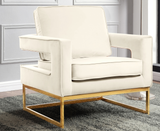 Helena Velvet Modern Accent Chair Cream