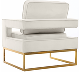 Helena Velvet Modern Accent Chair Cream