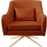 Pleat Modern Swivel Chair Navy Blue