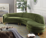 S Curve Modern Sectional Olive Green