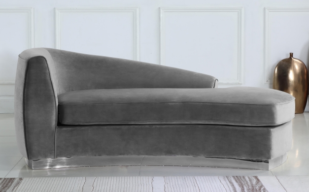 Silver velvet chaise online lounge