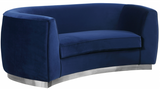 The Shell Curved Loveseat Navy/Silver