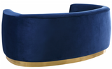 The Shell Curved Loveseat Navy Blue/Gold
