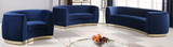 The Shell Curved Loveseat Navy Blue/Gold