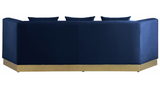 Angle Modern Sofa Blue With Gold Trim Base