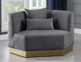 Angle Modern Accent Chair Grey with Gold Trim Base