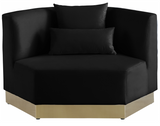 Angle Modern Accent Chair Black with Gold Trim Base