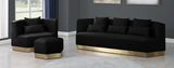 Angle Modern Accent Chair Black with Gold Trim Base