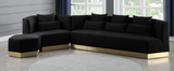 Angle Modern Accent Chair Black with Gold Trim Base
