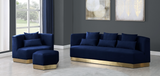 Angle Modern Accent Chair Blue with Gold Trim Base