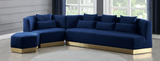 Angle Modern Accent Chair Blue with Gold Trim Base