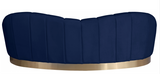 Camila Rounded Velvet Sofa Blue With Gold Base