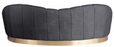 Camila Rounded Velvet Sofa Grey With Gold Base