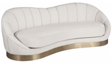 Camila Rounded Velvet Sofa Cream With Gold Base