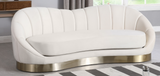 Camila Rounded Velvet Sofa Cream With Gold Base