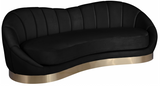 Camila Rounded Velvet Sofa Black With Gold Base
