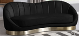 Camila Rounded Velvet Sofa Black With Gold Base