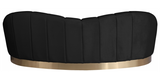 Camila Rounded Velvet Sofa Black With Gold Base