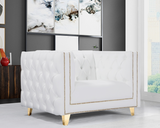 Vix White Accent Chair with Gold Trim