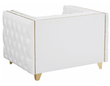 Vix White Accent Chair with Gold Trim