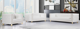 Vix White Accent Chair with Gold Trim