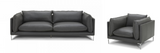 Bellow Grey Leather Accent Chair