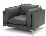 Bellow Grey Leather Accent Chair