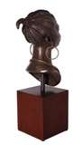 Bust of African Woman on Wood Finish Stand