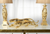 Creeping Leopard Animal Sculpture Gold