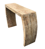 Mango Wood Curved Leg Console Table Whitewashed