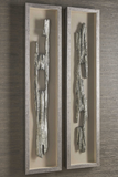 Christly Silver and Linen Shadow Box Art S/2
