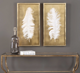 White Feather Wall Art in Gold Frame