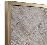 Olean Fir Wood and Gold Metal Wall Decor