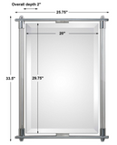 Ribba Accent Mirror With Ribbed Glass Columns and Polished Chrome
