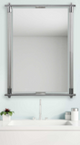 Ribba Accent Mirror With Ribbed Glass Columns and Polished Chrome