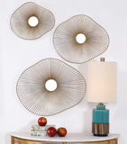 Shroom Metal Wall Art S/3 With Mirrored Center