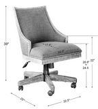 Stewart Gray Linen and Wood Desk Chair