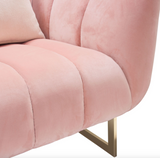 Ribbed Modern Accent Chair Blush Velvet and Gold