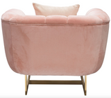 Ribbed Modern Accent Chair Blush Velvet and Gold