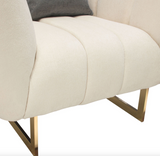 Ribbed Modern Accent Chair Cream Velvet and Gold