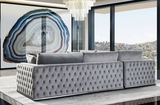 Taylor Tufted Modern Grey Sectional with Chrome Trim